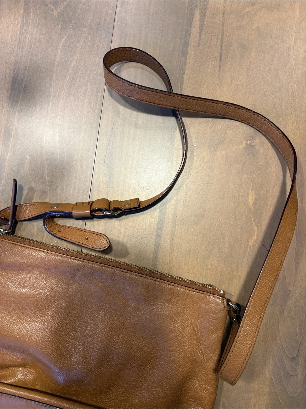 kate spade Tan/Brown Leather Crossbody with Front Zip Pocket